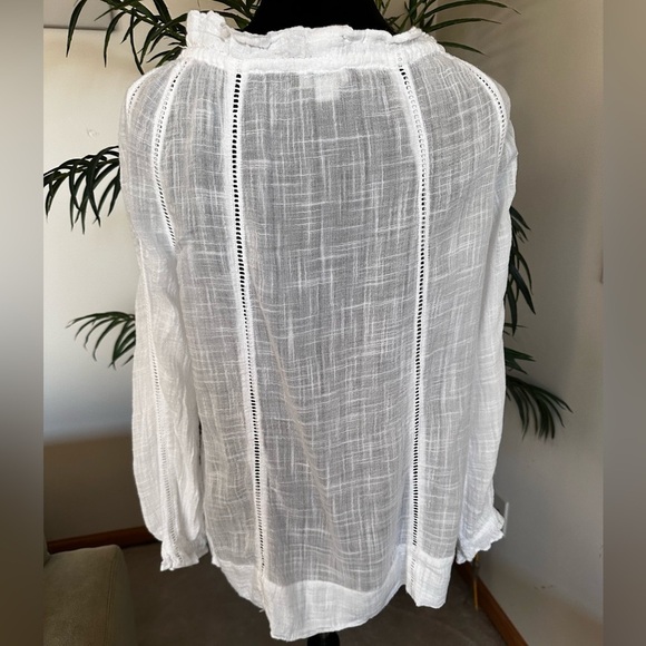 Sundance Linen Blend Ruffle Neck Blouse in size XS - Picture 2 of 9